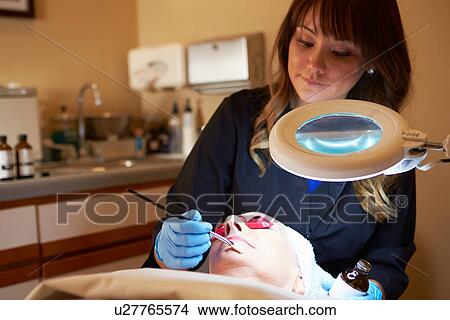 Woman Having Dermo Abrasion Cosmetic Treatment At Spa View Large Photo Image Picture - Woman Having Dermo Abrasion Cosmetic Treatment At Spa. Fotosearch