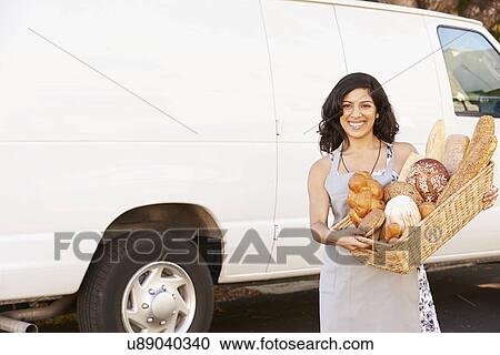 Woman Wearing Apron Standing In Front Of Van View Large Photo Image Stock Image - Woman Wearing Apron Standing In Front Of Van. Fotosearch