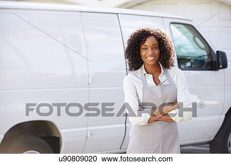 Woman Wearing Apron Standing In Front Of Van View Large Photo Image Stock Image - Woman Wearing Apron Standing In Front Of Van. Fotosearch