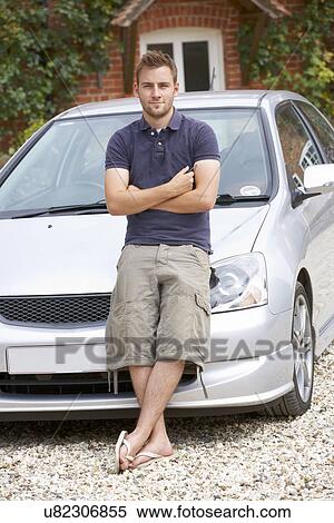 Young man with car View Large Photo Image Stock Photography - Young man with car. Fotosearch