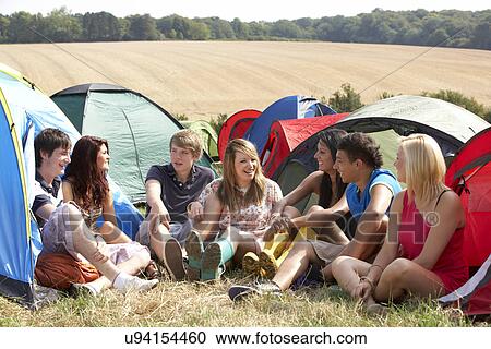 Young people on camping trip View Large Photo Image Stock Image - Young people on camping trip. Fotosearch