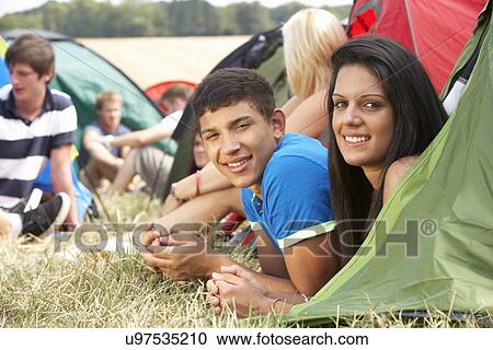 Young people on camping trip View Large Photo Image Stock Image - Young people on camping trip. Fotosearch