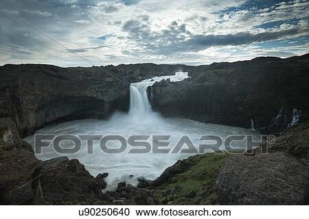 Stock Image - Aldeyjarfoss summer sunrise. Fotosearch