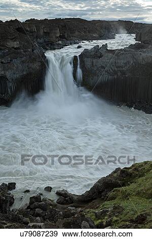 Aldeyjarfoss summer sunrise View Large Photo Image Stock Photo - Aldeyjarfoss summer sunrise. Fotosearch