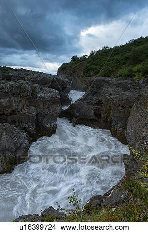 Picture - Barnfoss at sundown. Fotosearch