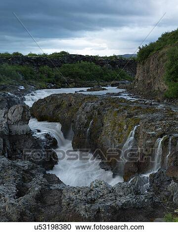 Stock Image - Barnfoss at sundown. Fotosearch