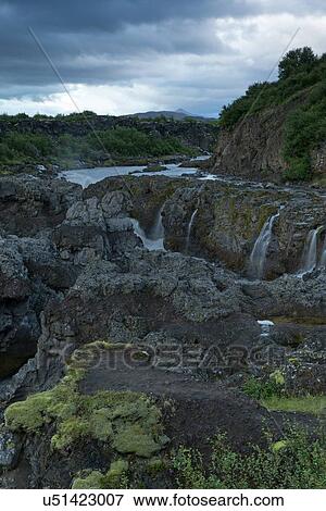 Stock Photo - Barnfoss at sundown. Fotosearch