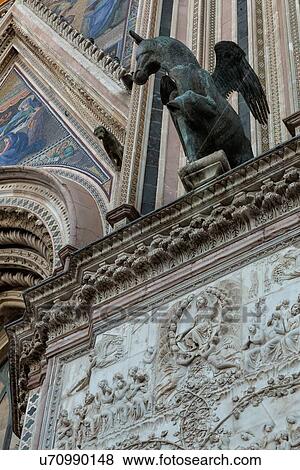 Duomo Facade, detail, Orvieto, Umbria, Assisi View Large Photo Image Stock Photo - Duomo Facade, detail, Orvieto, Umbria, Assisi. Fotosearch