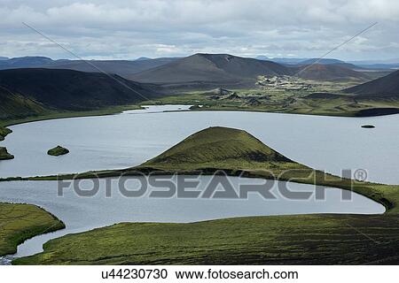 Stock Image - Iceland summer: lake and clouds. Fotosearch