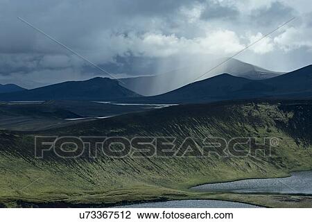 Stock Image - Iceland summer storm panorama. Fotosearch