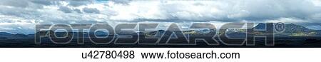 Stock Photo - Iceland summer storm panorama. Fotosearch