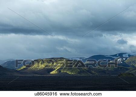 Stock Photograph - Iceland summer storm panorama. Fotosearch