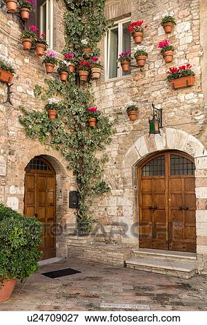 Stock Photo - Medieval piazza, Assisi, Umbria, Italy. Fotosearch