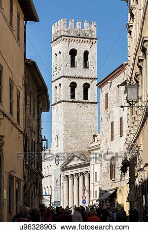 Stock Photography - Santa Maria sopra Minerva, Piazza del Comune, Assisi, Umbria. Fotosearch