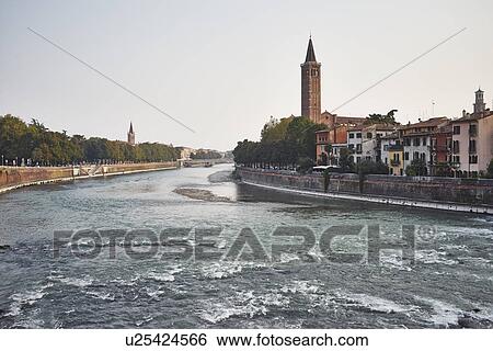 Adige River and cityscape, Verona, Italy View Large Photo Image Stock Photograph - Adige River and cityscape, Verona, Italy. Fotosearch
