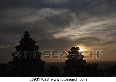 Ancient temple at sunset, Siem Reap, Cambodia View Large Photo Image Stock Image - Ancient temple at sunset, Siem Reap, Cambodia. Fotosearch