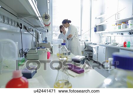 Biology lab technicians having discussion at work View Large Photo Image Stock Image - Biology lab technicians having discussion at work. Fotosearch