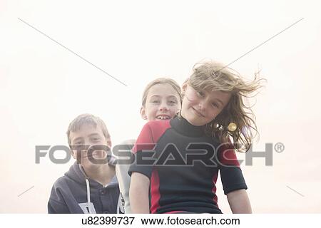 Brother and two sisters, portrait View Large Photo Image Stock Photo - Brother and two sisters, portrait. Fotosearch