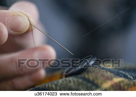 Close up seamstress fingers sewing button onto tartan in workshop View Large Photo Image Stock Image - Close up seamstress fingers sewing button onto tartan in workshop. Fotosearch
