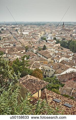 Stock Image - Elevated view of Verona, Italy. Fotosearch