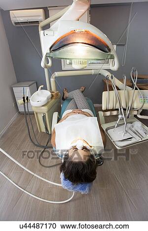 Female patient awaits the dentist in surgery View Large Photo Image Stock Image - Female patient awaits the dentist in surgery. Fotosearch