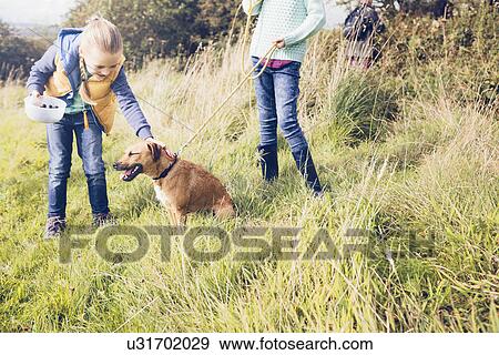 Girl stroking dog View Large Photo Image Stock Photo - Girl stroking dog. Fotosearch