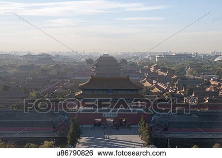 Stock Photograph - High angle view of Forbidden City, Beijing, China. Fotosearch