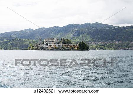 Stock Image - Isola San Giulio, Orta San Giulio, Novara, Italy. Fotosearch