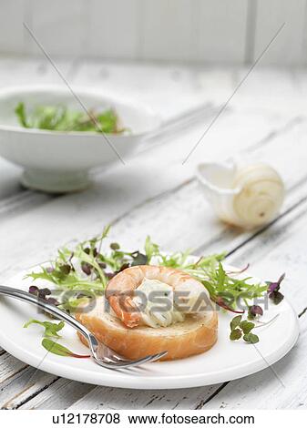 Plate of seafood with mixed green leaf micro salad and baby chard View Large Photo Image Stock Photo - Plate of seafood with mixed green leaf micro salad and baby chard. Fotosearch