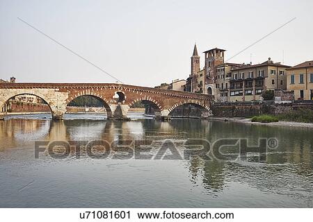 Ponte Pietra, Adige River and cityscape, Verona, Italy View Large Photo Image Stock Image - Ponte Pietra, Adige River and cityscape, Verona, Italy. Fotosearch