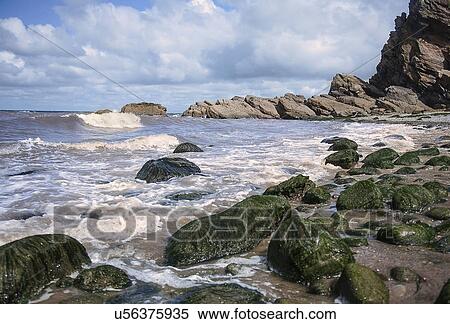 Rocky shore, Heddons Mouth, Devon, England, UK View Large Photo Image Stock Photography - Rocky shore, Heddons Mouth, Devon, England, UK. Fotosearch