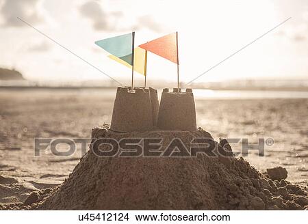 Sandcastle on beach View Large Photo Image Picture - Sandcastle on beach. Fotosearch
