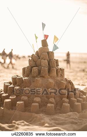 Sandcastles on beach View Large Photo Image Stock Photography - Sandcastles on beach. Fotosearch