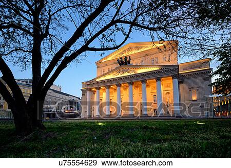 View of Bolshoi theatre at night, Moscow, Russia View Large Photo Image Stock Photo - View of Bolshoi theatre at night, Moscow, Russia. Fotosearch