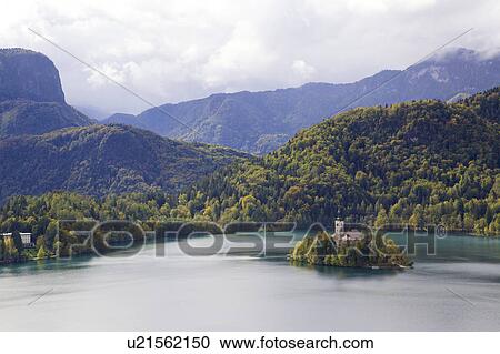 View of church on Bled Island, Lake Bled, Slovenia View Large Photo Image Stock Image - View of church on Bled Island, Lake Bled, Slovenia. Fotosearch