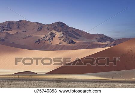 Stock Image - View of giant sand dunes, Sossusvlei National Park, Namibia. Fotosearch