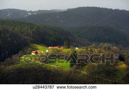 View of houses in valley near Lysefjord, Rogaland County, Norway View Large Photo Image Stock Photo - View of houses in valley near Lysefjord, Rogaland County, Norway. Fotosearch