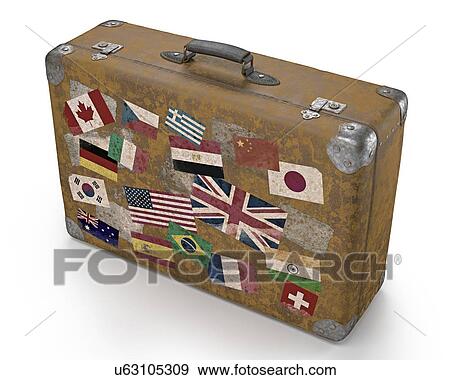 型 スーツケース で ステッカー イラスト U Fotosearch