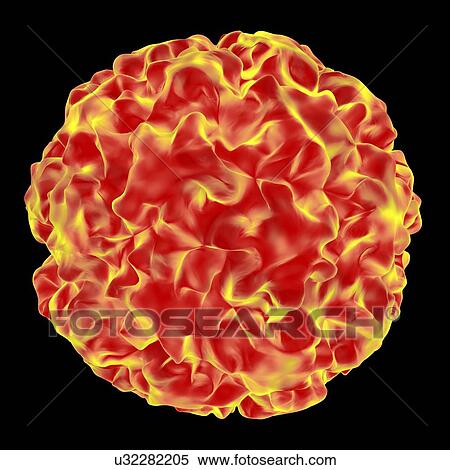 Stock Illustration - Human papilloma virus particle, artwork. Fotosearch