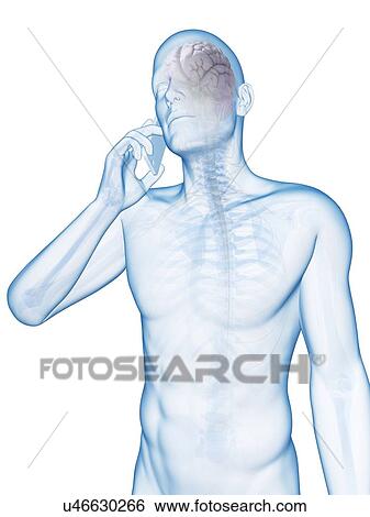 Stock Illustration - Person using a mobile phone, illustration. Fotosearch