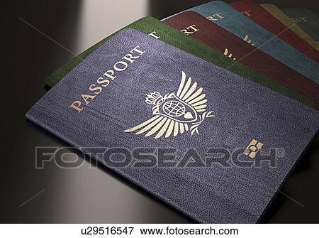 Stock Illustration - Selection of passports. Fotosearch