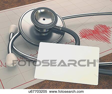 Stock Illustration - Stethoscope and ecg. Fotosearch