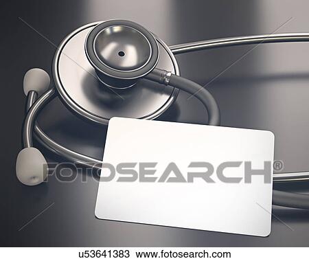 Drawing - Stethoscope and piece of card. Fotosearch