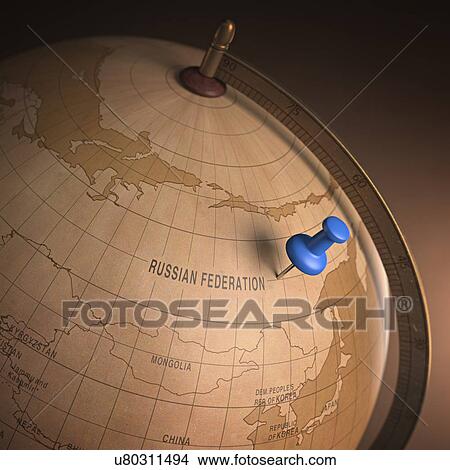 Vintage globe with a push pin View Large Illustration Stock Illustration - Vintage globe with a push pin. Fotosearch