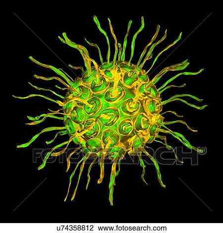 Drawing - Virus, conceptual illustration. Fotosearch