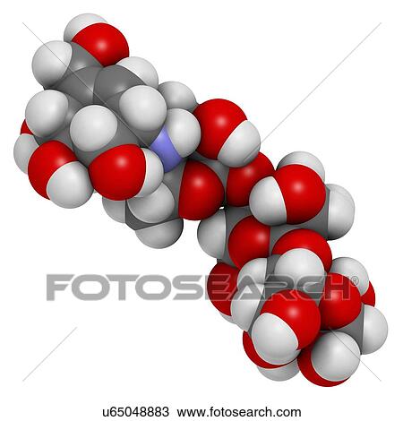 Drawing - Acarbose diabetes drug molecule. Fotosearch