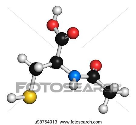 Acetylcysteine mucolytic drug molecule View Large Illustration Drawing - Acetylcysteine mucolytic drug molecule. Fotosearch