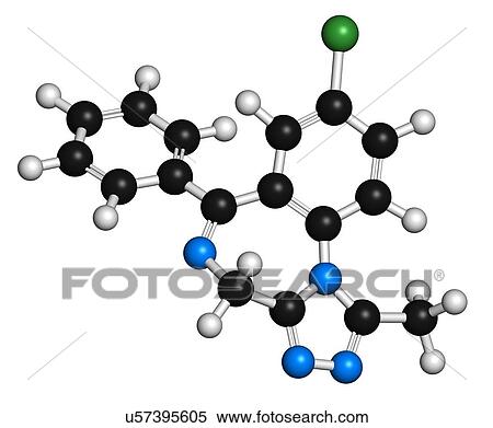 Alprazolam benzodiazepine DRUG molecule View Large Illustration Stock Illustration - Alprazolam benzodiazepine DRUG molecule. Fotosearch