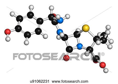 Clip Art - Amoxicillin antibiotic drug molecule. Fotosearch