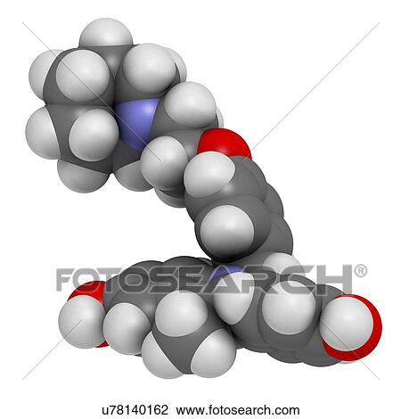 Drawing - Bazedoxifene osteoporosis drug molecule. Fotosearch